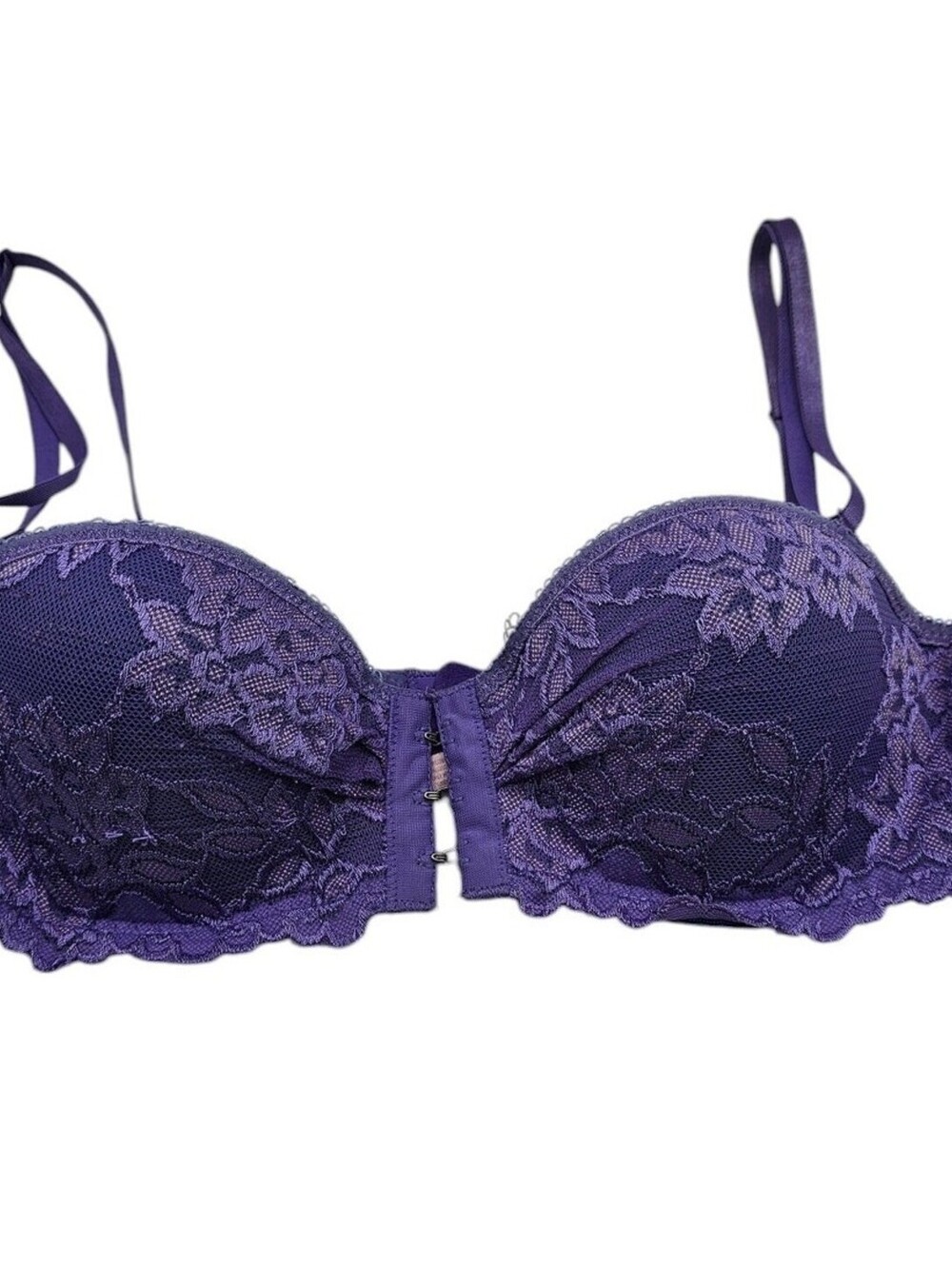 Vintage Y2K Native Intimates Womens Sz 36B Front Clasp Bra Sexy Purple Lace